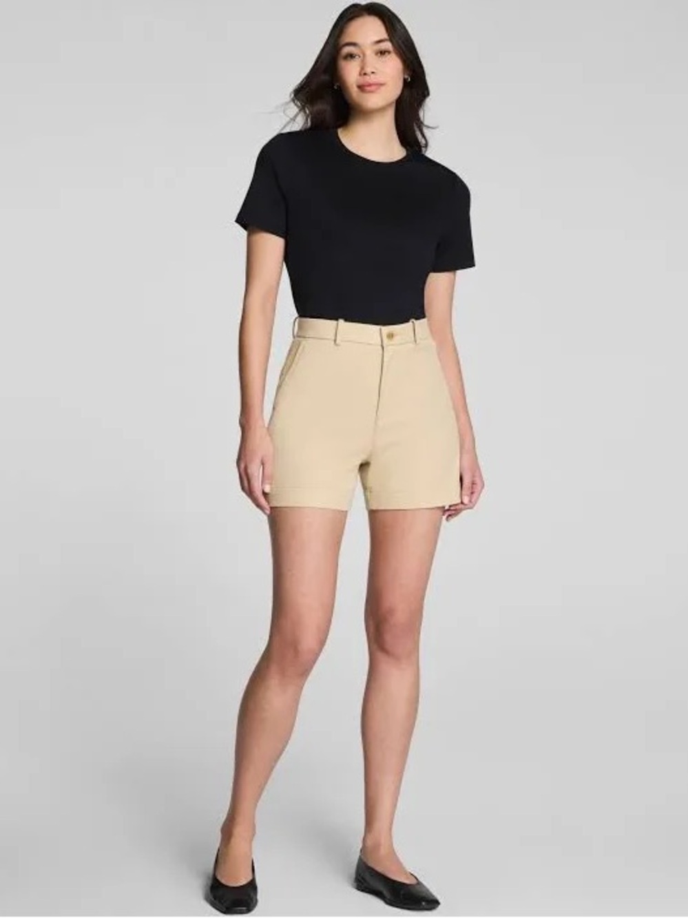 NWT SPANX Supersmooth Stretch Twill High-Rise Tailored Khaki Women's Shorts XL - Picture 2 of 13